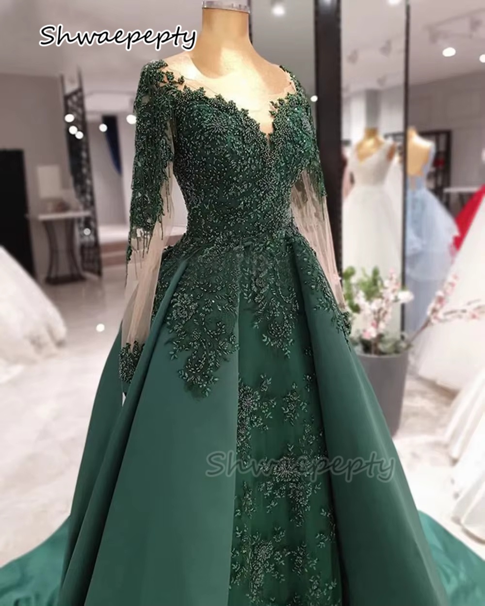 Women Formal Wear Dubai - Elegant Hunter Green Evening Dress Arabic
