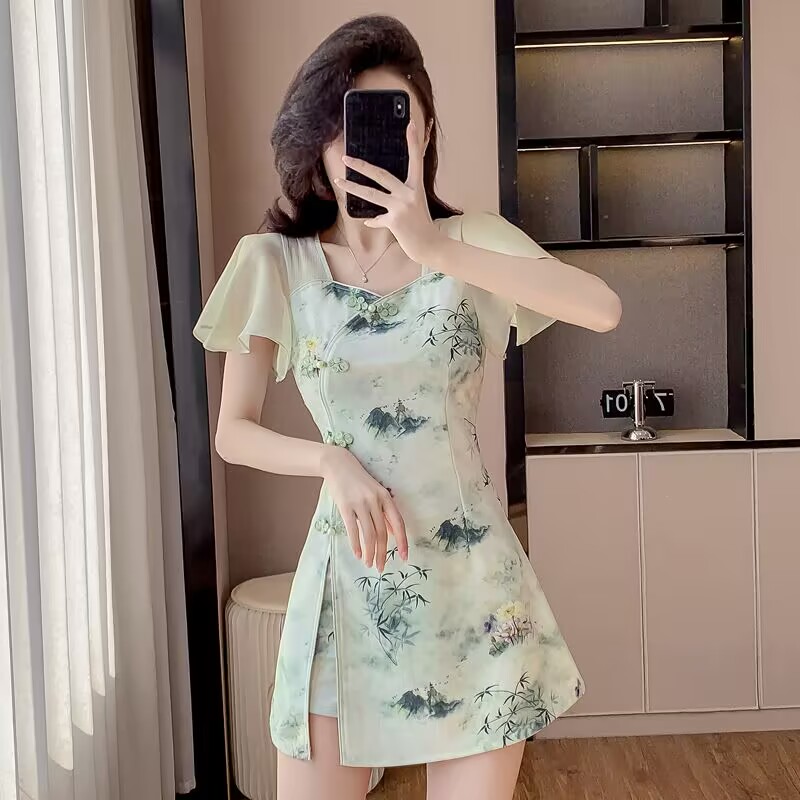 Women Formal Wear For Office - Summer Chinese Style Sweet Cheongsam Two-Piece