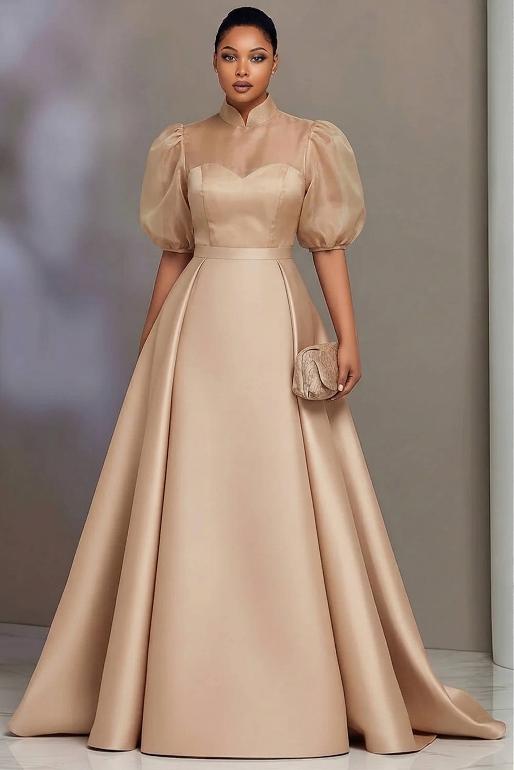 Women'S Formal Wear Wedding - Plus Size Elegant Satin Prom Dresses
