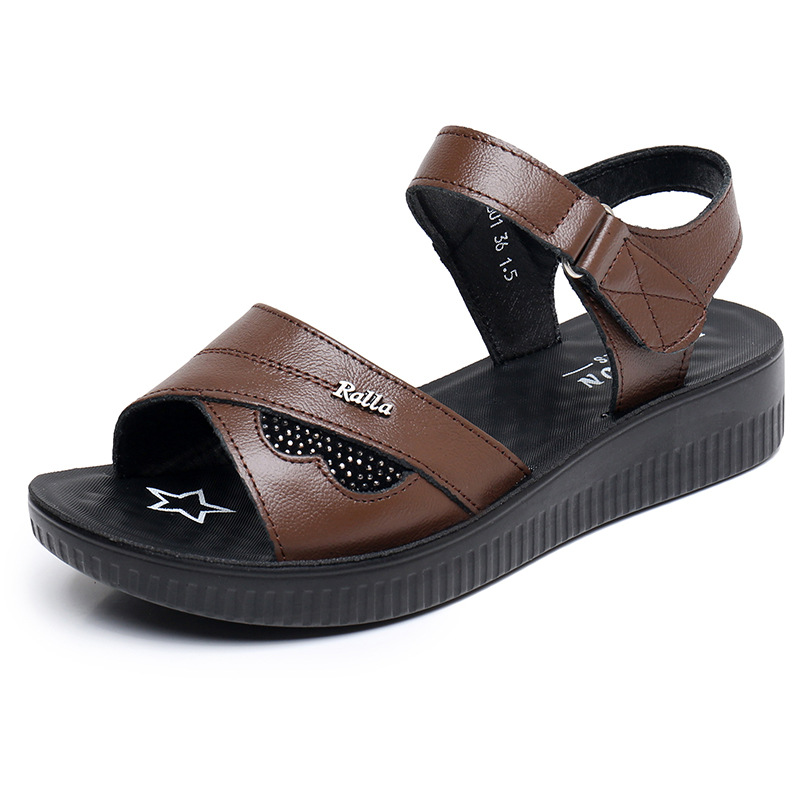 Black Leather T-Strap Peep Toe - đánh giá và giá Formal Women Daily Wear Sandals