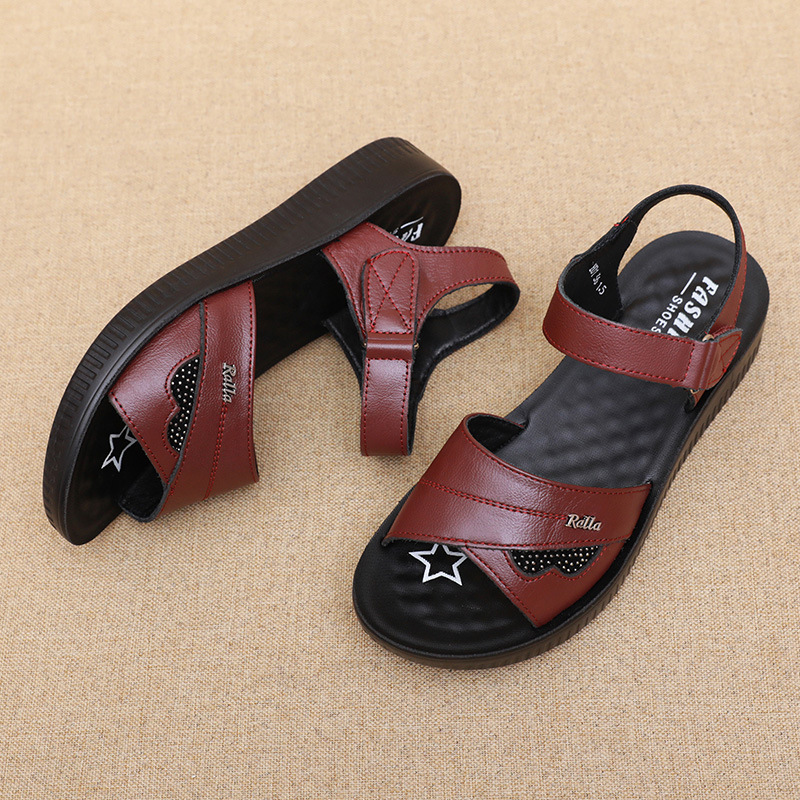 Black Leather T-Strap Peep Toe - đánh giá và giá Formal Women Daily Wear Sandals