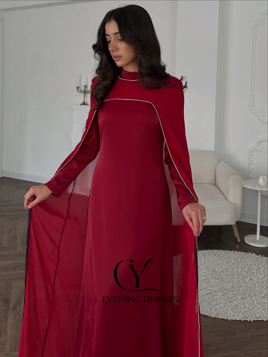 CUYUN Red Saudi Women Evening  - đánh giá và giá Women Formal Wear Dubai