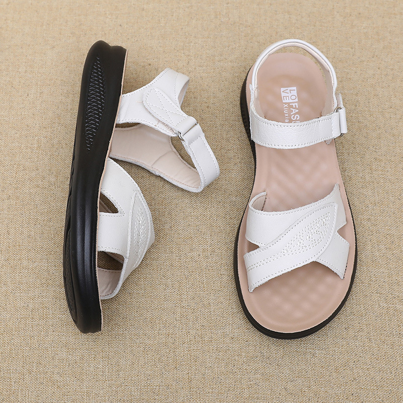Black Leather T-Strap Peep Toe - đánh giá và giá Formal Women Daily Wear Sandals