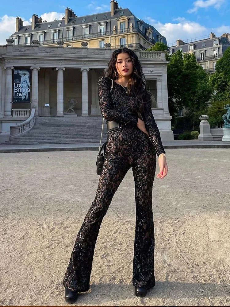 Fashion Lace Sequin Jumpsuit F - đánh giá và giá Women'S Formal Wear Jumpsuit