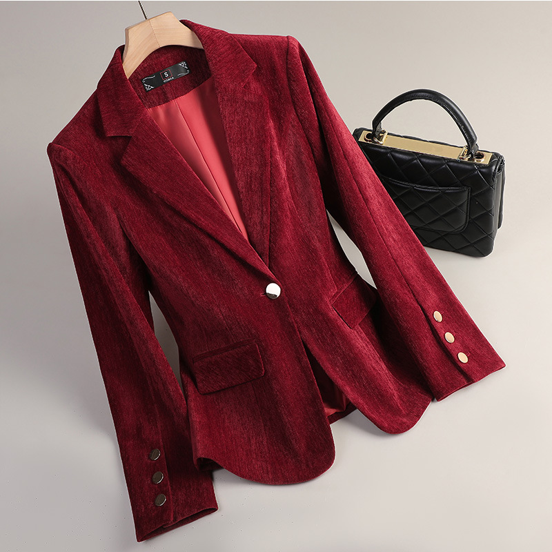 Yellow Gold Velvet Blazer Wome - đánh giá và giá Women'S Office Formal Wear For Ladies