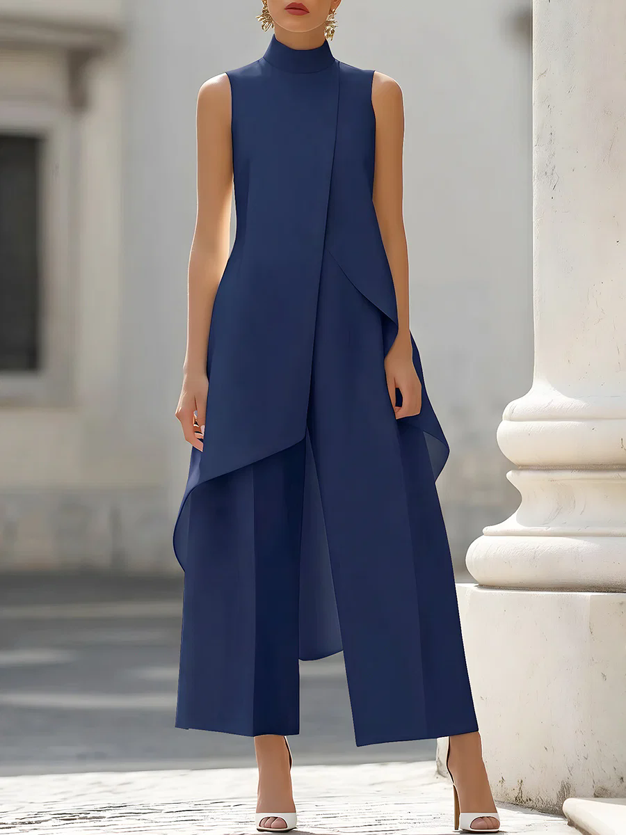 Sleeveless High Neck Asymmetri - đánh giá và giá Women'S Formal Wear Jumpsuit